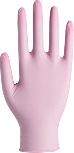 ABENA Pink Disposable Nitrile Gloves, Small, Pack of 100, Powder Free, Latex Free, Examination Gloves for Cleaning, Food Prep, Beauty, Medical & Hygiene, Strong Single Use Protective Gloves