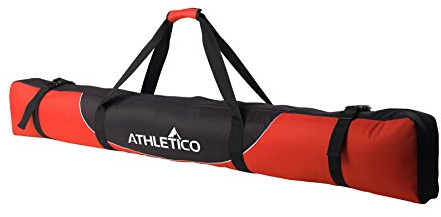 Athletico Mogul Padded Ski Bag - Fully Padded Single Ski Travel Bag (Red, 185cm)