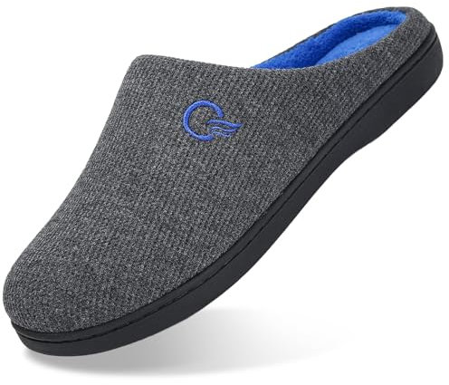 Mishansha Zapatillas de Casa Hombre Pantuflas Invierno Hombres Memory Foam CáLido Antideslizantes Interior Al Aire Libre Zapatilla de Estar Gris 42/43