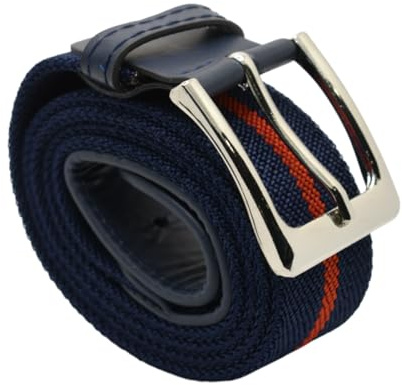 MIBANDERA Cinturón Rayas para Hombre Elástico 120cm (Azul Marino - Rojo)