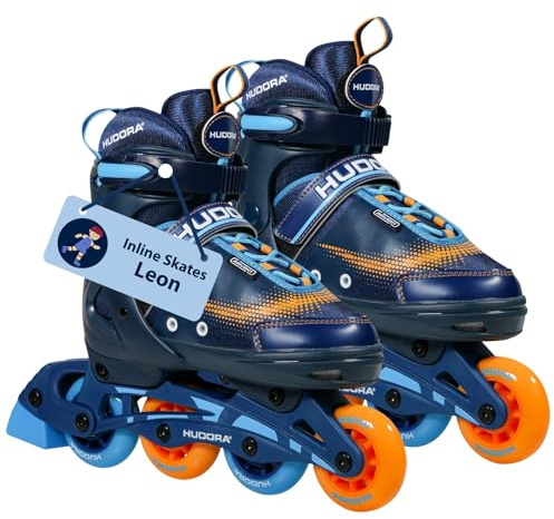 HUDORA Patines de ruedas Leon azul claro - Patines para niños / adolescentes y adultos - tallas 33-36 - ajustables en 4 tallas - cómodos y elegantes