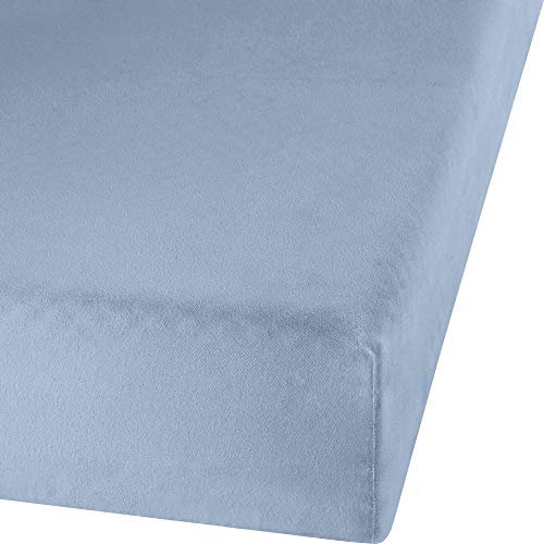 Erwin Müller Spannbettlaken, Spannbetttuch, Bettlaken Straubing - Kochfest, mit Rundumgummi, kuschelweich und formstabil - blau Größe 90x190-100x200 cm