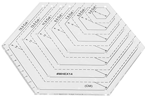 Hexagon Ruler, 2in/4in/6in/8in/10in/12in/14in Hexagon Quilting Templates Transparent Patchwork Sewing Cutting Craft Ruler for DIY Drawing Cutting