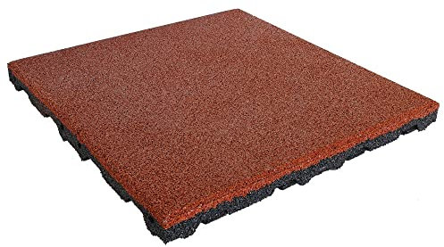 IVOL Baldosa de goma anticaída – 75 mm de altura – 50 x 50 cm (rojo)