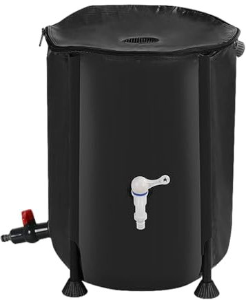 Schwarzregentonne Mit Hahn 200l | Schwarz Regentonne Mit Wasserhahn Und Zubehör | Regenwassertank Oberirdisch Regenwasserspeicher 200l Regenfass Mit Hahn 200 Liter Zum Sammeln Von Regenwasser