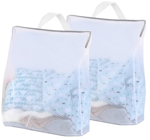 DoocliB 2 pezzi di rete per bucato grande con manici, 50 x 60 cm, XL, rete per bucato con chiusura lampo, per lavatrice, lavaggio delicato, sacchetto per bucato resistente, per lavanderia