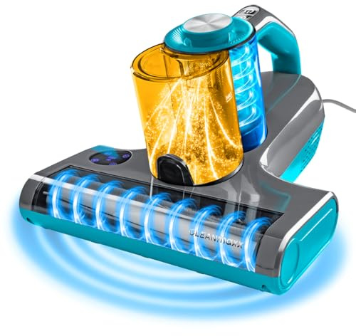 CLEANmaxx 3-in-1 Milbensauger mit 55°C Heißluft, UV-C-Licht & 15 kPa Saugkraft | Matratzensauger entfernt 99,9% Milben | HEPA-Filter für Allergiker & Ultraschall, ideal für Matratzen & Polster