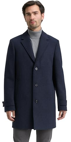 TOM TAILOR Abrigo de Lana para Hombre 1046987, 32530-blue Small Herringbone, XL, 32530 - Blue Small Herringbone, XL