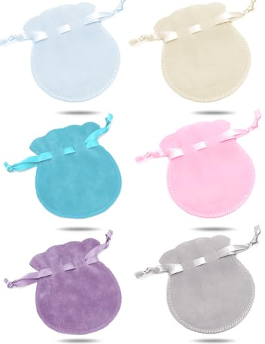 Aurorali Jewellery Pouches, 6 Colours Soft Velvet Drawstring Bag for Travel, 7 x 9 cm - Anti-Scratch Gift Storage with Adjustable Closure for Wedding, Party, Anniversary, Valentine's Day