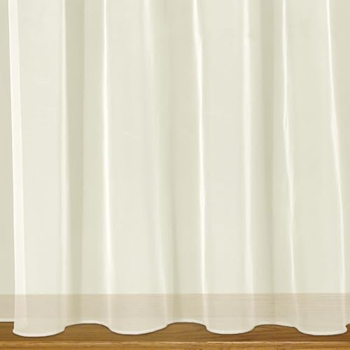 John Aird Denise Cream Plain Net Curtains With Weighted Base & Rod Slot - Select Your Size (Cream, 1 Metre Width, Drop: 36 (91cm))