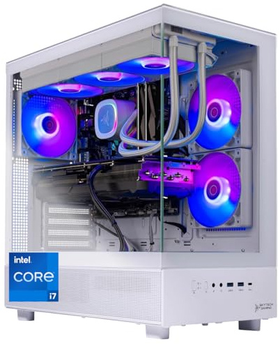 Skytech Gaming Azure 3 Desktop PC, Intel i7 14700F 2.1 GHz (5.3GHz Turbo), NVIDIA RTX 5070 12GB, 1TB Gen4 NVMe SSD, 32GB DDR5 RAM 5200 RGB, 850W Gold ATX 3 PSU, 360mm ARGB AIO, Wi-Fi, Win 11