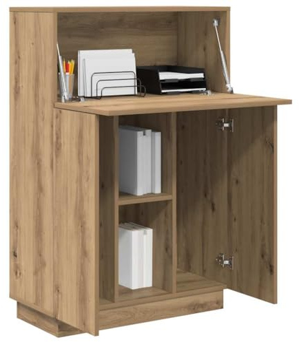 vidaXL Escritorio con Estante Roble Artesanal 71.5 x 31.5 x 106.5 cm, Escritorio Moderno, Almacenamiento Duradero, Mueble Compacto para Oficina, Estudio Actual, Espacio de Trabajo Funcional