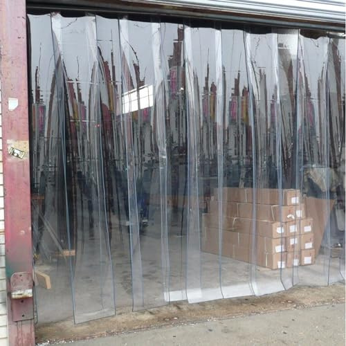 Cortinas de PVC transparente para garaje y almacén, 1,5 mm de grosor, 105 x 210 cm, tiras de plástico duraderas, fáciles de instalar, resistentes a la intemperie y de bajo consumo