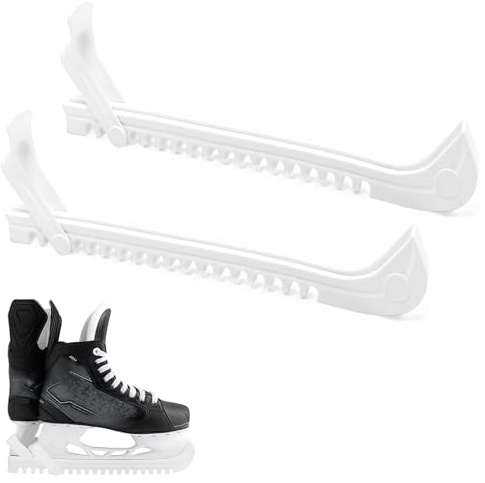 Jiaoshou Pan 1 Par Protectores de Cuchillas de Patines de Hockey sobre Hielo, Protectores Patines Hielo Ajustable para Adultos y Niños (Blanco)