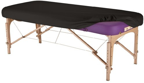 EarthLite Massage Table Protection Cover – 100% PU, Fitted Sheet, Fits Round & Square Corners (28-32), Black