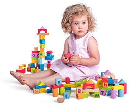 WOODY_ Pastellfarbe Würfel mit Alphabet und Zahlen