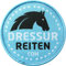 2 x Dressur-Reiten Abzeichen gewebt 60 mm/Dressur Reiten Pferd Reitsport Reitabzeichen/Aufnäher Aufbügler Flicken Sticker Bügelbild Patch/Reit-Ausrüstung Reitkunst Sattel Schabracke Voltigieren