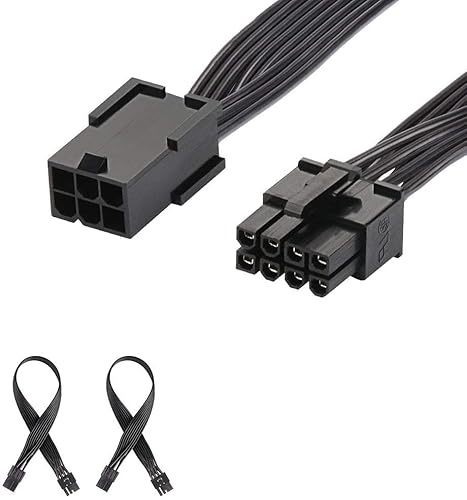 J&D 2-Pack PCIe 6 Pin vers PCIe 8 Pin Câble Adaptateur de d'alimentation, PCI Express 6 Broches vers 8 Broches Power Câble Adaptateur, 30cm