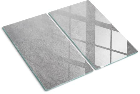 Tabla de Cortar Cristal 2x30x52 cm Higienicas para Encimera de Cocina Placa de Corte 2 Unidades Patas de Silicona Fina de Vidrio Templado Resistente Decorativa - Pared gris