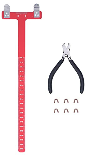 Pwshymi Bow String Nocking Point Sets Archery Bow String Nocking Points Brass Buckle Clip Pliers T Shape Measurement Ruler Set for Archery Sportinggoods