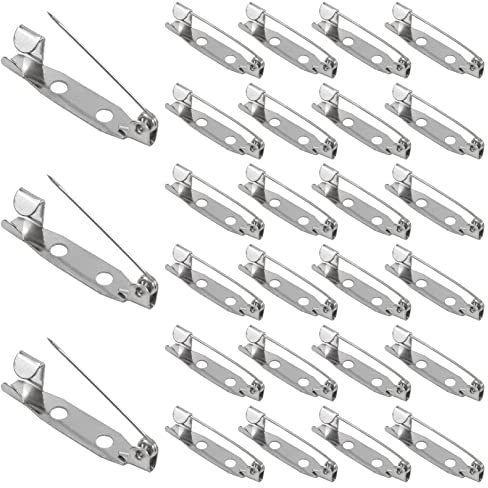 Gunwon 50PCS Silver Brooch Pins, 25mm Classic Style, Metal with Secure Back Clasp