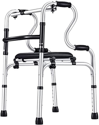 SEVEEZ Gehhilfe, Höhenverstellbar Leichtes Gewicht Aluminium Faltbar Gehbock Mit Gepolstertem Sitz Für Senioren, Ältere Behinderte