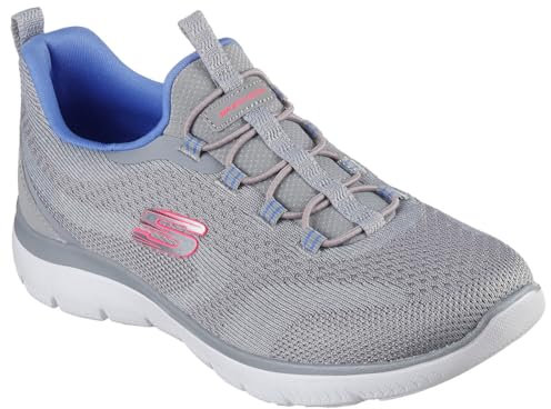 Skechers Women's Summits New Nature, Grey Knit/Neon Pink & Purple Trim, 3 UK
