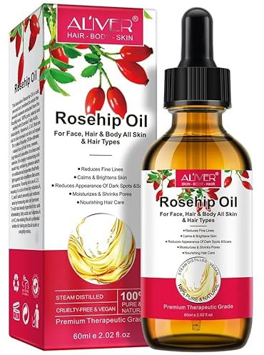 Rosehip Oil for Face, Hair and Body, Organic Cold Pressed, Natural, Hydrating, Nourishing & Moisturising Rosehip Seed Oil for Skin, Hair, Nails, and Body Oil
