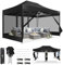 COBIZI Pavillon 3x4,5,Faltpavillon 3x4,5 Wasserdicht Stabil,Pavillon Faltbar Anti-UV mit Mesh-Seitenwände,Pavillion für Camping Events, Partyzelt Gartenzelt mit Tragetasche(3 mal 4,5m Schwarz)