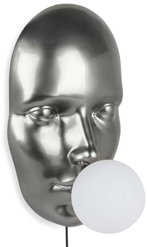 ADM - 'Gesicht einer Frau' - Wandleuchte mit Moderne figurative Skulptur aus Harz Metalleffekt - Anthrazit - H50 cm