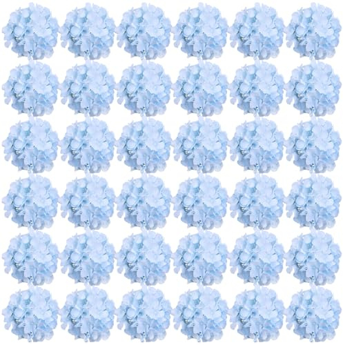 FagusHome 35 Pz Teste Fiore di Ortensia 18CM Artificiale Fiori Artificiali con Steli Fiori di ortensie fintiper la Decorazione (Azzurro)