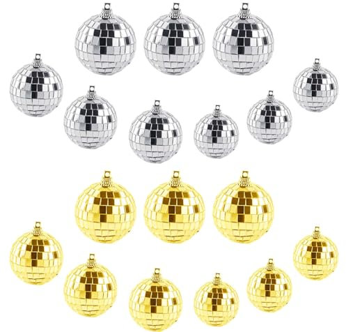 18 Pezzi Palla da Discoteca, Palle Luminose Grandi, Gadget Musica Pop, Palla da Discoteca Rotante, Decorazione per Stanza Estetica, Natalizia Gigante, Palle Natalizie Giganti