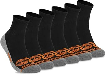 Timberland PRO Men's Sorbtek Moisture Control Quarter Socks, Arch Support, Cushioned Footbed (Size 7-12; 6 Pairs)