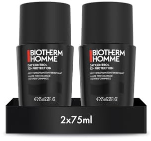 BIOTHERM HOMME Day Control Roll-on 72h, Deodorante Uomo Roll-On 72H, Per Tutti i Tipi di Pelle, Antitraspirante, Day Control, 75 ml (Confezione da 2)