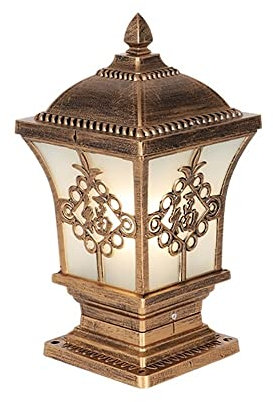 Faroles de Exterior, lámpara de Pilar Cuadrada de Bronce Vintage, Faro de Columna Tradicional Impermeable, Faro para Puerta de Villa, barandilla de jardín, terraza, balcón, farola de Piedra Exterior.