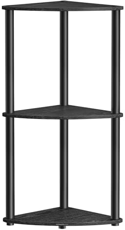 SONGMICS HOME Superfast Toolless Assembly, 3-Tier Corner Shelf, Corner Shelving Unit, Corner Storage Stand, 38.3 x 27 x 70.6 cm, Living Room, Bedroom, Kitchen, Ebony Black LBC620B01