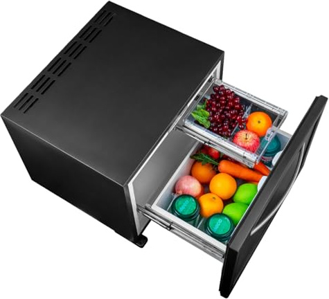 Smad Camping Drawer Fridge 45L 12V 240V, 2 Way Fridge for Caravan, RV, Campervan, Truck, House, Quiet, Three-level Cooling Adjustment 0℃-14℃