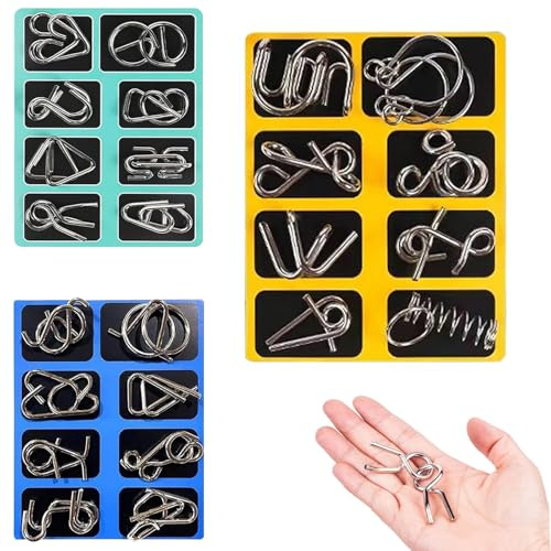 Rompecabezas Metal 24 Piezas Plata Juego IQ