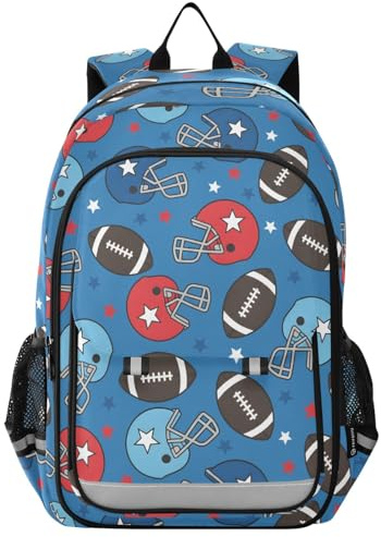 Mnsruu Kids Laptop Backpack American Football Star Helmet High Middle School Casual Daypack Daily Travel Laptop Bag