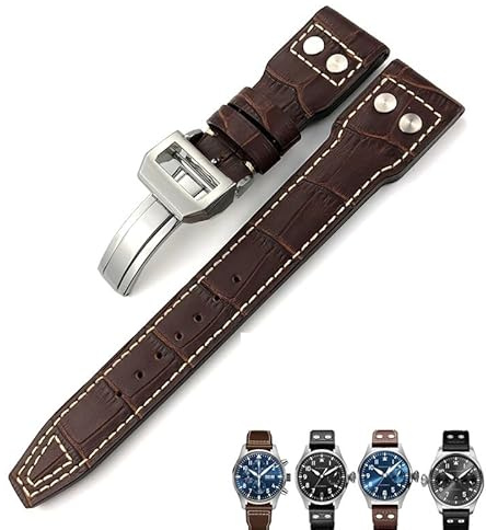 SAAWEE äkta läder kalvläder armband 21 mm 22 mm lämplig för IWC Big PILOT IW5009 IW5103 trådnagel klockarmband