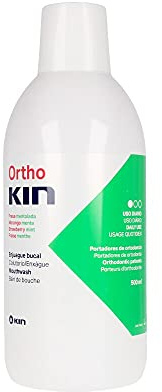Kin Ortho Enjuague Bucal Para Brackets Ortodoncia ~ Flúor, Vitaminas, Sin Alcohol, 500 mililitros