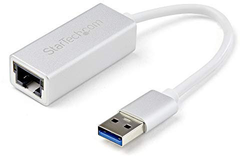 StarTech.com Adattatore USB Ethernet, Convertitore USB 3.0 a Ethernet 10/100/1000Mbps per Laptop, Adattatore USB a RJ45 Gigabit, Adattatore di Rete LAN esterna USB 3.0, Argento, USB31000SA