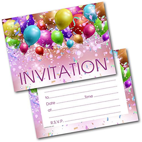 doodlecards Adult Balloons Party Invitations Invites Birthday Or Other Occasion Pack of 20 Postcards and Envelopes