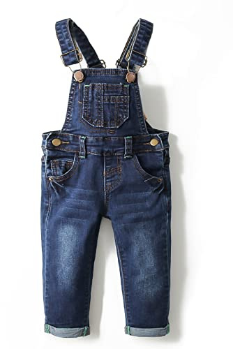 KIDSCOOL SPACE Baby Boy Girl Jean Overalls,Toddler Slim Cute Denim Jumper,Blue,12-18 Months