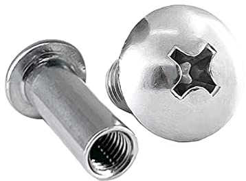 Aopin Chicago Binding Screws Binding Post Scrapbook Photo Albums Screw Post Fit for 0.2inch(5mm) Hole Dia, Female M4x25mm Butt Screw for Binding Leather Saddles Purses Belt Repair, Silver, 25 Sets