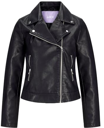 JJXX Jxgail Faux Leather Biker Jacket Noos Chaqueta de Cuero sinttico, Negro, S para Mujer