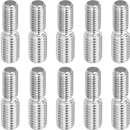 PATIKIL M10x1,5 a M12x1,75 Doppia Estremità Filettata Perno Vite Bullone, 10pz 304 Inossidabile Acciaio Asta Bulloni Filettatura Riduttore Adattatore per Mobili Ferramenta 40mm Lungo