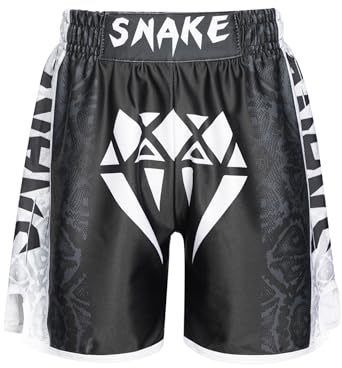 Nyeemya Short de Boxe Enfant Garcon Gymnastique Short Enfant MMA Kickboxing Pantalon Court de Sport Kick Boxe Entraînement Grappling Muay Thai Combat Type A 9-10 Ans