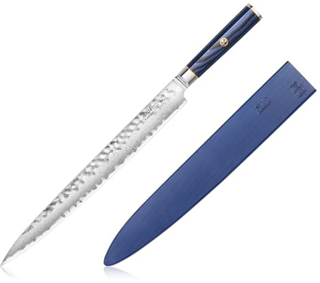 Cangshan KITA Series 12-Inch Sashimi Knife with Sheath, High Carbon X-7 Damascus Steel, 501486