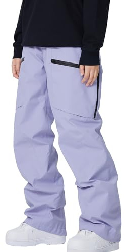 HOTIAN Damen Skihose Schneehose Wasserdicht Winddicht Hosenträgerhose Atmungsaktive Outdoorhose Winter Warme Snowboardhose Skilanglaufhos Light Purple M